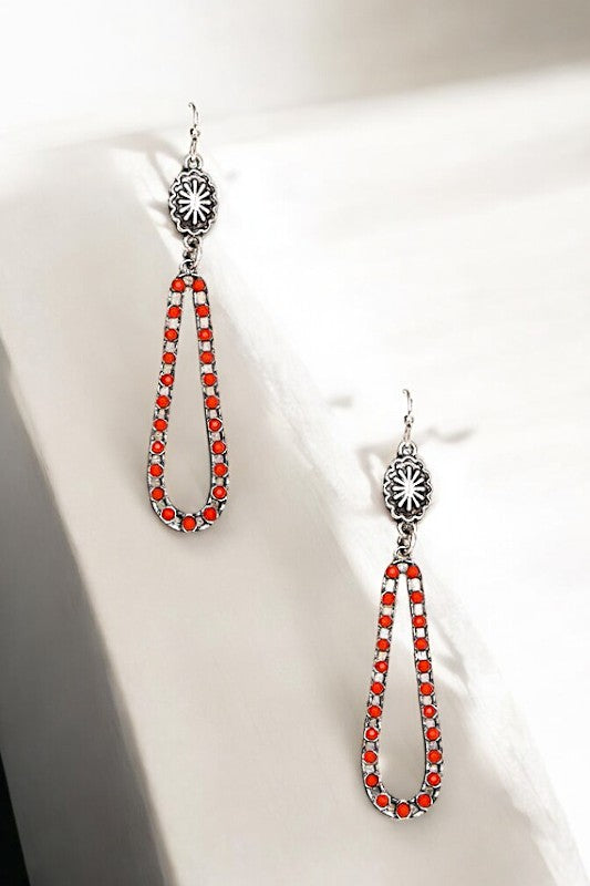 GEM PAVE OBLONG TEARDROP DANGLE EARRING