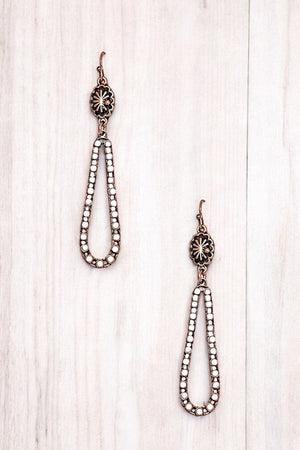 GEM PAVE OBLONG TEARDROP DANGLE EARRING