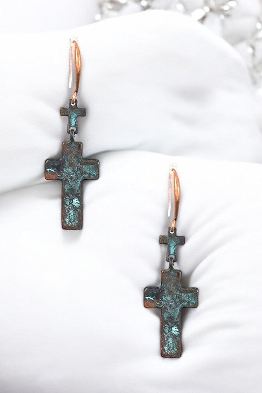 DOUBLE CROSS LINK DANGLE EARRING