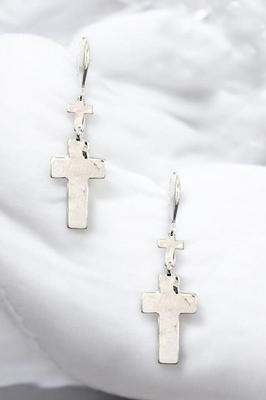 DOUBLE CROSS LINK DANGLE EARRING