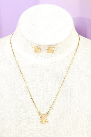 Dog Pendant Necklace and Dog Post Earring Set