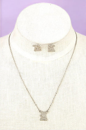 Dog Pendant Necklace and Dog Post Earring Set