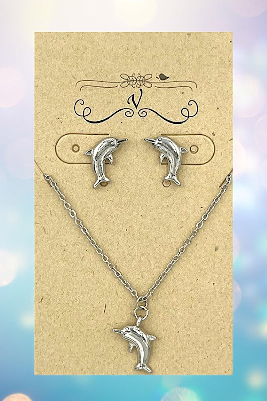 Dolphin Pendant Necklace Set