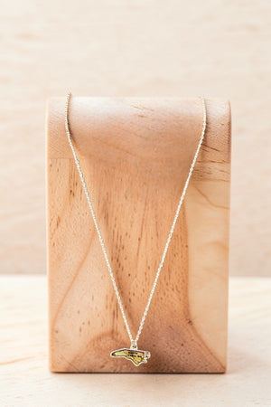 NORTH CAROLINA STATE SHAPE PENDANT NECKLACE