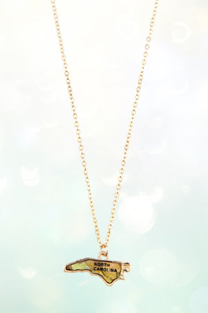 NORTH CAROLINA STATE SHAPE PENDANT NECKLACE