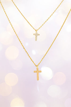 DOUBLE CROSS PENDANT NECKLACE