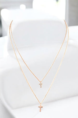 DOUBLE CROSS PENDANT NECKLACE