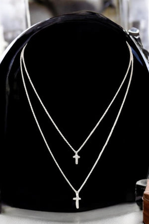 DOUBLE CROSS PENDANT NECKLACE