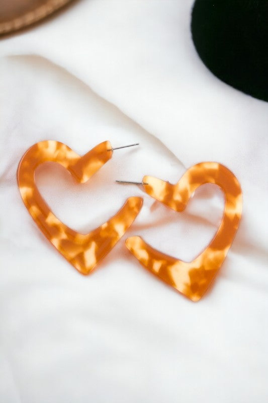 Semi Heart Acetate Earring