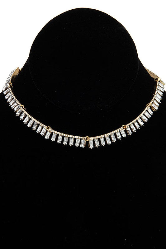 CRYSTAL GEM PAVE COLLAR NECKLACE