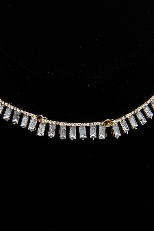 CRYSTAL GEM PAVE COLLAR NECKLACE