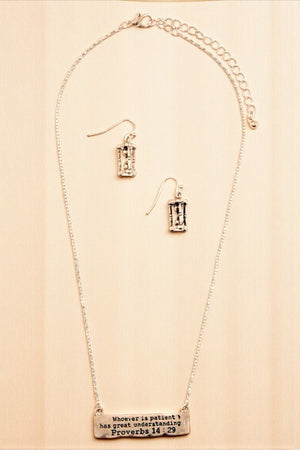 MESSAGE BAR PENDANT NECKLACE SET