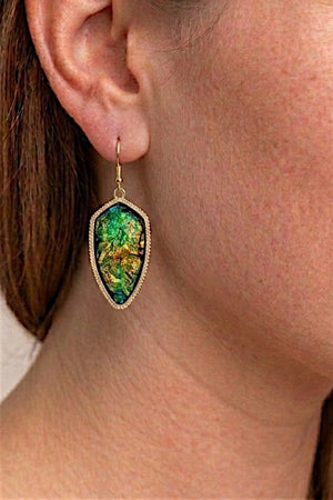 FACETED FRAMED PENDANT DANGLE EARRING