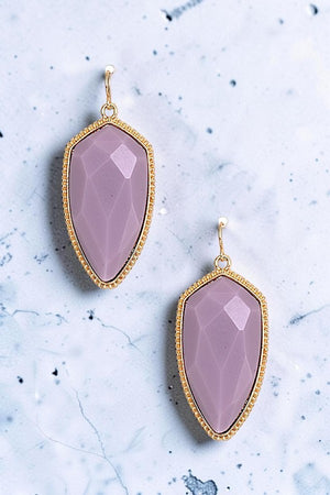 FACETED FRAMED PENDANT DANGLE EARRING