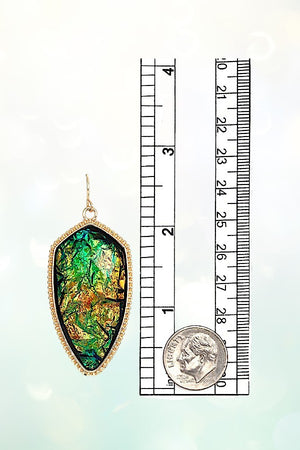FACETED FRAMED PENDANT DANGLE EARRING