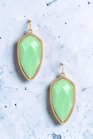 FACETED FRAMED PENDANT DANGLE EARRING