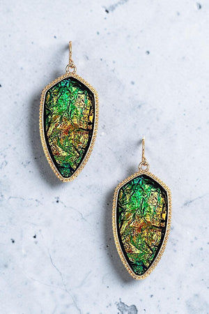FACETED FRAMED PENDANT DANGLE EARRING