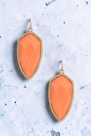 FACETED FRAMED PENDANT DANGLE EARRING