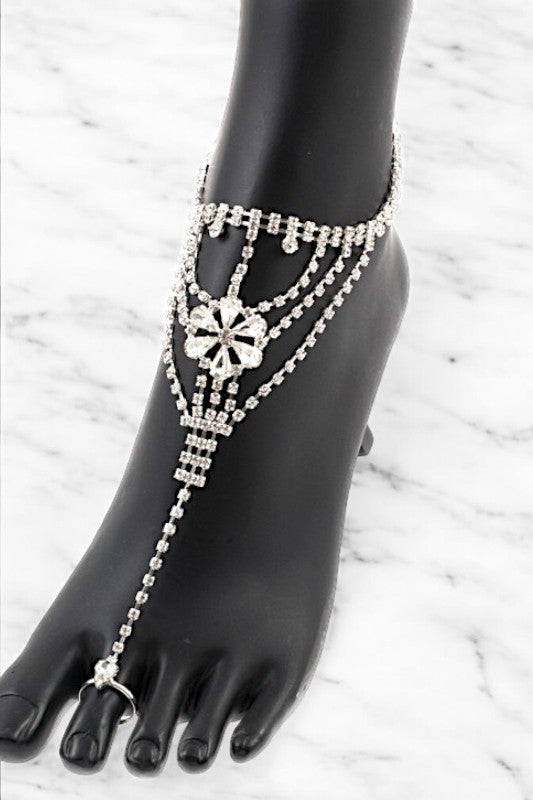 FLORAL CRYSTAL GEM ACCENT ANKLET