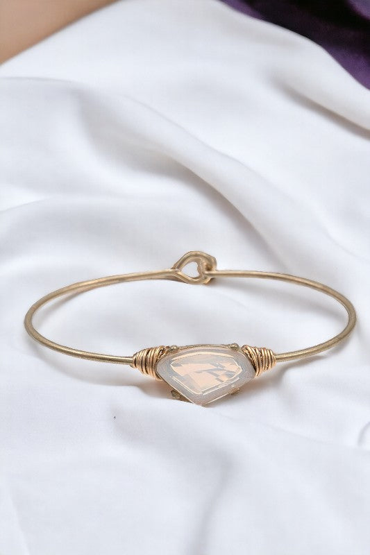 Faceted Stone Wire Bangle Bracelet