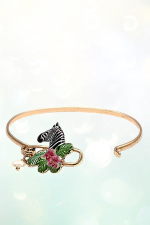 ZEBRA ACCENT OPEN BANGLE BRACELET