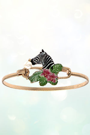 ZEBRA ACCENT OPEN BANGLE BRACELET