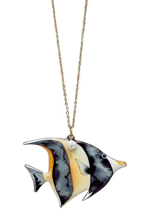 Fish Pendant Long Necklace Set