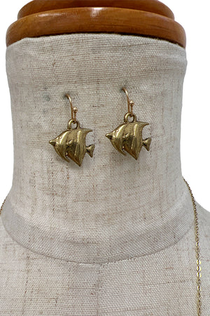 Fish Pendant Long Necklace Set