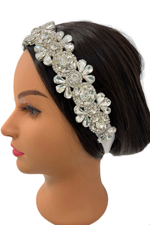 Floral Crystal Gem Lace Headband