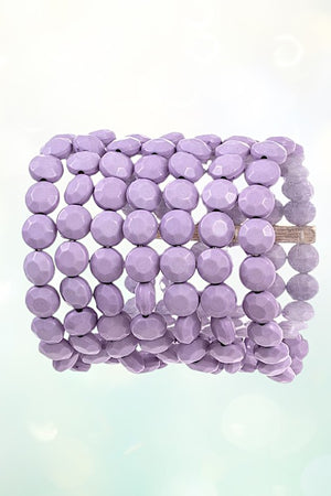 MULTI ROW FACETED BEAD STATEMENT BRACELET