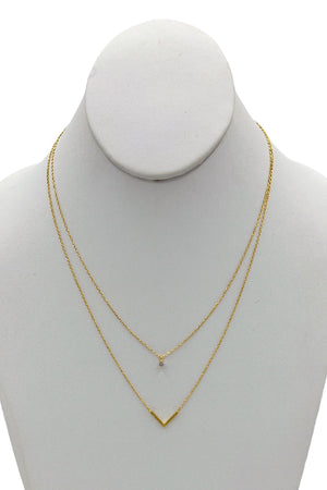 Layered Cubic Zirconia Pendant Necklace