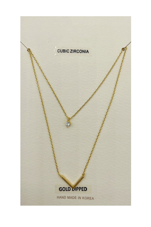 Layered Cubic Zirconia Pendant Necklace