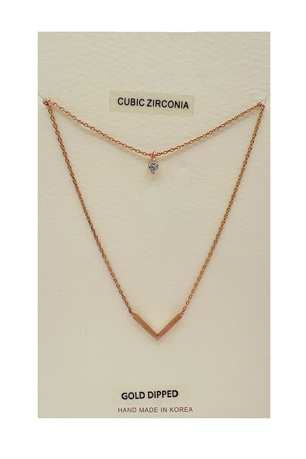 Layered Cubic Zirconia Pendant Necklace