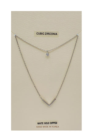 Layered Cubic Zirconia Pendant Necklace