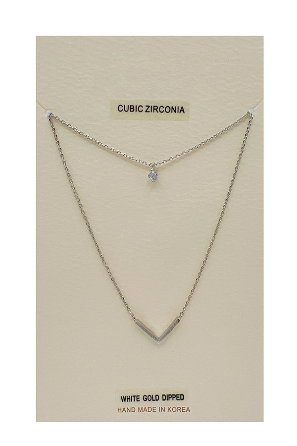 Layered Cubic Zirconia Pendant Necklace