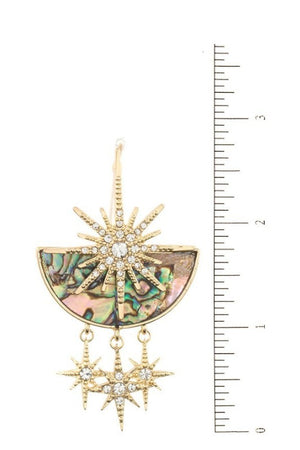 Star Accent Half Stone Link Dangle Earring