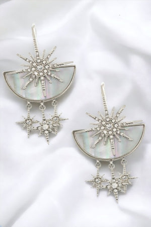 Star Accent Half Stone Link Dangle Earring