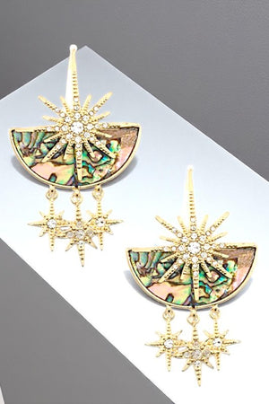 Star Accent Half Stone Link Dangle Earring
