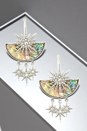 Star Accent Half Stone Link Dangle Earring