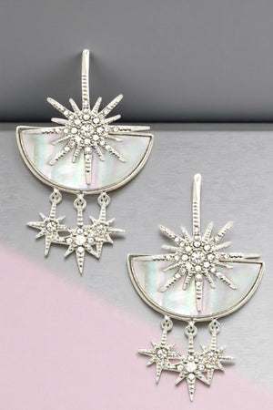 Star Accent Half Stone Link Dangle Earring