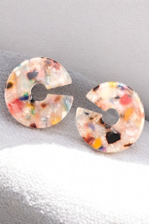 SEMI ROUND ACRYLIC WAVED POST EARRING