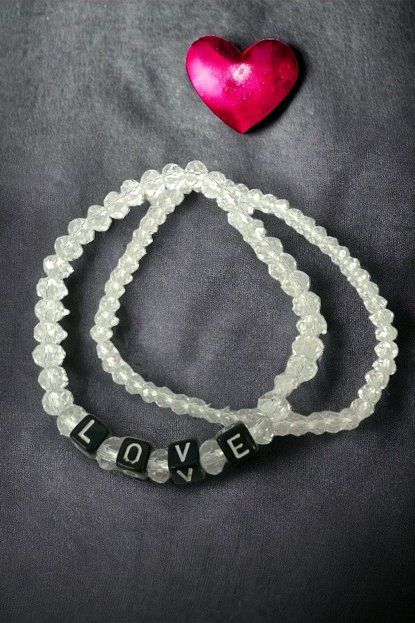 Love Faceted Glass Bead Bracelet Set