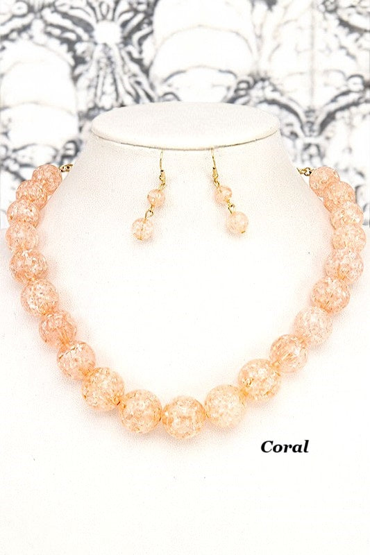 CRACKED ORB BEADS LINK NECKLACE SET