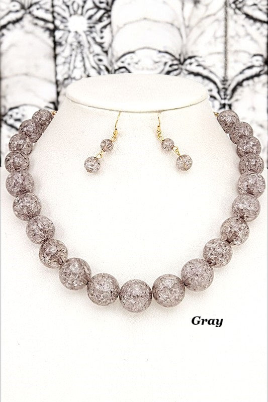 CRACKED ORB BEADS LINK NECKLACE SET