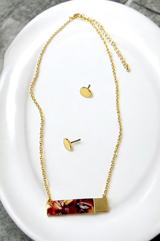 Bar Pendant Necklace Set