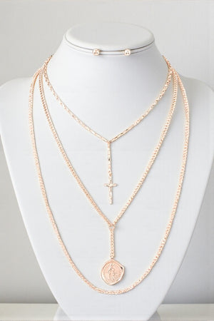 RELIGIOUS PENDANT LAYERED NECKLACE SET
