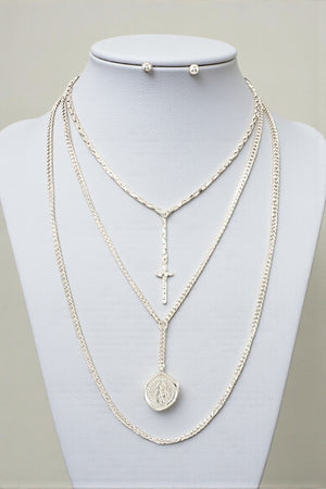 RELIGIOUS PENDANT LAYERED NECKLACE SET