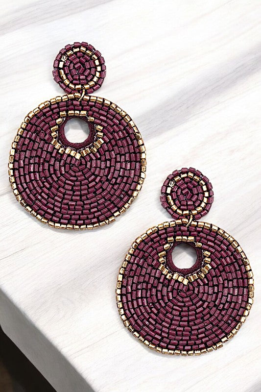 GOLD ACCENT ROUND DROP BEAD EARRING