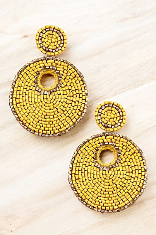 GOLD ACCENT ROUND DROP BEAD EARRING