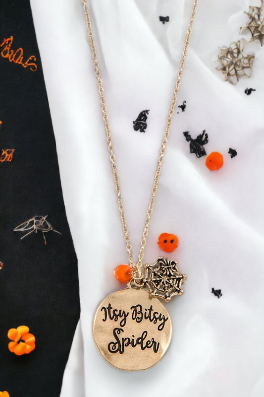Itsy Bitsy Spider Disk Pendant Necklace Set